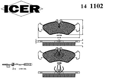 Колодки тормозные (задние) MB Sprinter 208-316 96- (малая)/(