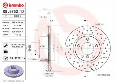 Тормозные диски BREMBO XTRA nawiercana tarcza hamulcowa wentylowana przуd L/P BMW 1 (E81), 1 (E82),
