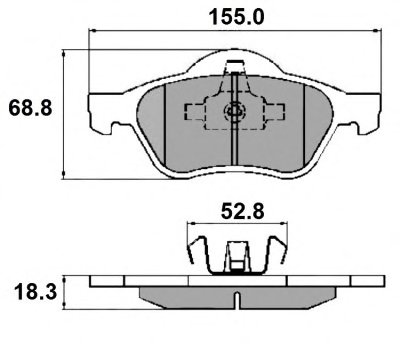 Тормозные колодки перед. Renault Laguna 01- (ATE) (156,3x68,8x18)