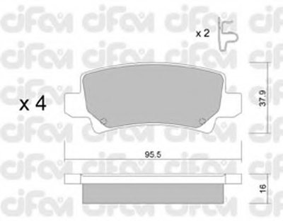 Гальмівні колодки зад. Toyota Corolla 00-07 (TRW) (37,9x95,7x16,3)