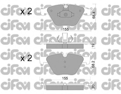 Гальмівні колодки пер. BMW 5 (F10) 10- (ATE) (155,1x68,5x18,9)