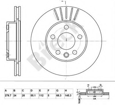 Диск тормозной (передний) VW T4 2.5TDI 96- R15 (280x24)