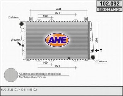 Радиатор, охлаждение двигателя AHE купить