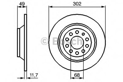 Тормозной диск задний AUDI A6 2.0i 2.4i 2.7TDI 2.8FSI 3.0i 05- (302*11.7)