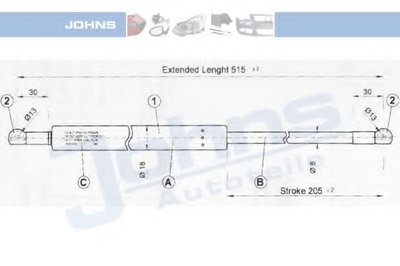 Газовая пружина, крышка багажник JOHNS купить