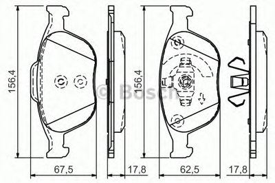 Колодки тормозные дисковые, комплект  (Пр-во Bosch)