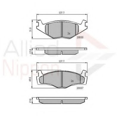 Комплект тормозных колодок, дисковый тормоз ANL Braking COMLINE купить