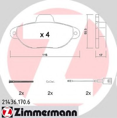 Комплект тормозных колодок, дисковый тормоз ZIMMERMANN купить