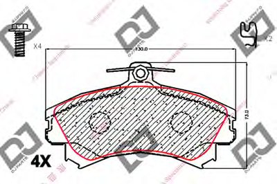 Комплект тормозных колодок, дисковый тормоз DJ PARTS купить