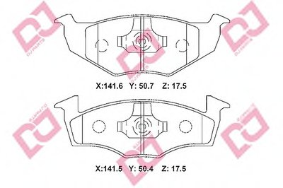 Комплект тормозных колодок, дисковый тормоз DJ PARTS купить