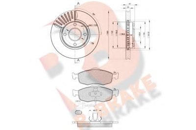 Комплект тормозов, дисковый тормозной механизм R BRAKE купить