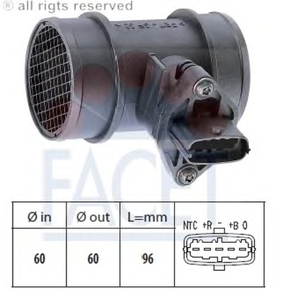 Расходомер воздуха (5 конт.) OPEL Combo, Astra H 1.0/1.2/1.4