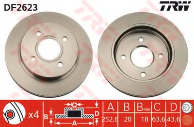 Диск тормозной FORD MONDEO, задн., вент. (пр-во TRW)