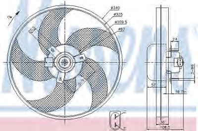 Вентилятор двигателя CITROEN BERLINGO/PEUGEOT PARTNER (96-)(пр-во Nissens)