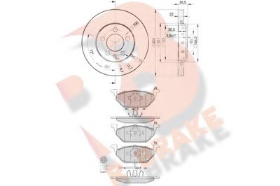 Комплект тормозов, дисковый тормозной механизм R BRAKE купить