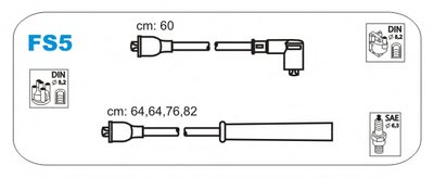 Комплект проводов зажигания Ford Sierra 1.3-2.0 82-88 (DIN-DIN, DIN-SAE)