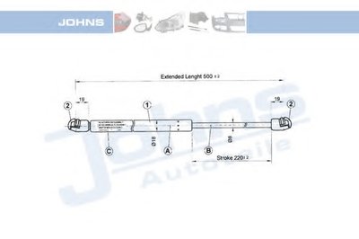 Газовая пружина, крышка багажник JOHNS купить