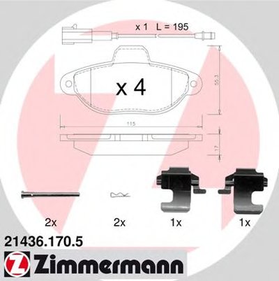 Комплект тормозных колодок, дисковый тормоз ZIMMERMANN купить