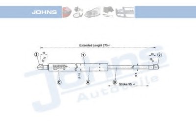 Газовая пружина, крышка багажник JOHNS купить