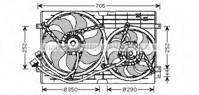 Вентилятор, охлаждение двигателя AVA QUALITY COOLING купить