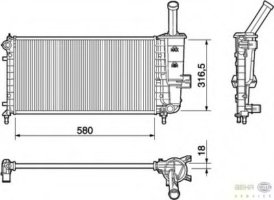 Радиатор, охлаждение двигателя BEHR HELLA SERVICE HELLA купить