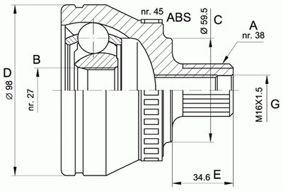 Шарнирный комплект, приводной вал SPIN OPEN PARTS купить