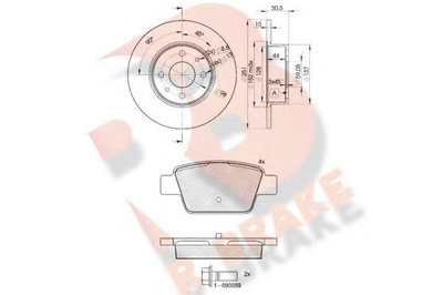 Комплект тормозов, дисковый тормозной механизм R BRAKE купить