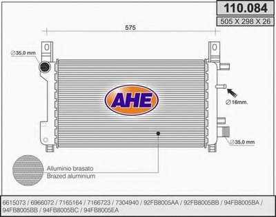 Радиатор, охлаждение двигателя AHE купить