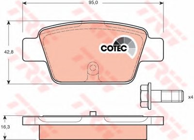 Комплект тормозных колодок, дисковый тормоз COTEC TRW купить