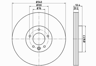 Диск тормозной передний VW TRANSPORTER T5 03- TRANSPORTER T6 15- 340X32