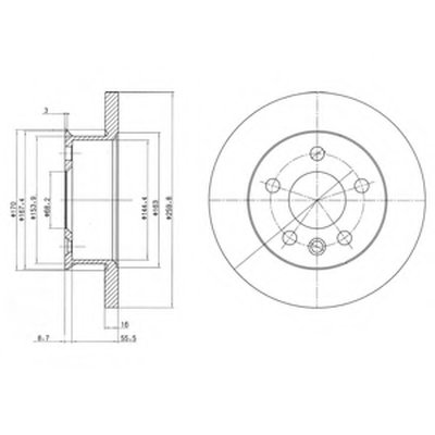 DELPHI VW Диск тормозной передний T4 1,9/2,4D 91-