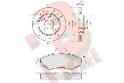 Комплект тормозов, дисковый тормозной механизм R BRAKE купить