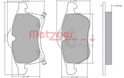 Комплект тормозных колодок, дисковый тормоз METZGER купить