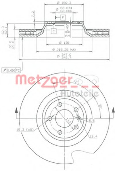 Тормозной диск HIGH CARBON / AP METZGER купить