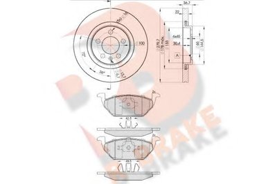 Комплект тормозов, дисковый тормозной механизм R BRAKE купить