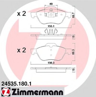 Комплект тормозных колодок, дисковый тормоз ZIMMERMANN купить