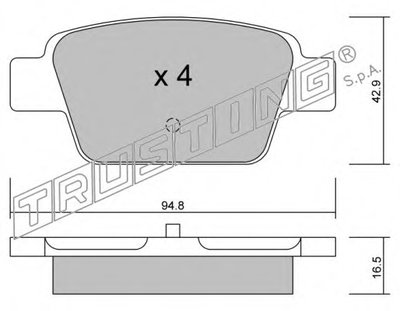 Комплект тормозных колодок, дисковый тормоз TRUSTING купить