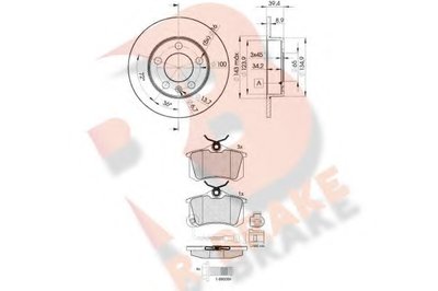 Комплект тормозов, дисковый тормозной механизм R BRAKE купить