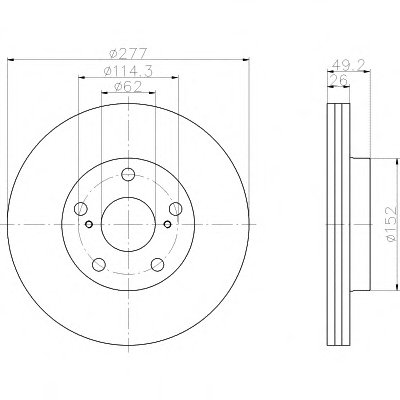 Тормозной диск перед. Auris/Corolla 12- 1.2-1.8 (PRO)