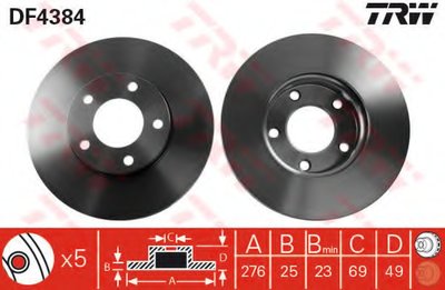 Диск тормозной MAZDA 3,5 передн., вент. (пр-во TRW)