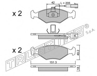 Комплект тормозных колодок, дисковый тормоз TRUSTING купить
