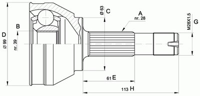 Шарнирный комплект, приводной вал SPIN OPEN PARTS купить