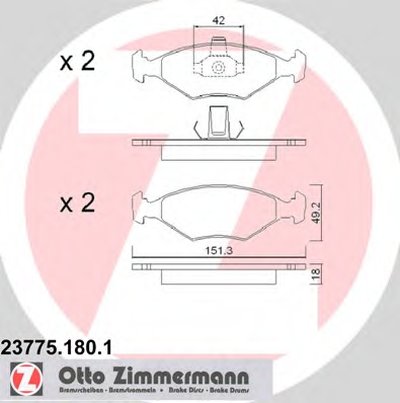 Комплект тормозных колодок, дисковый тормоз ZIMMERMANN купить