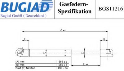 Газовая пружина, капот BUGIAD купить