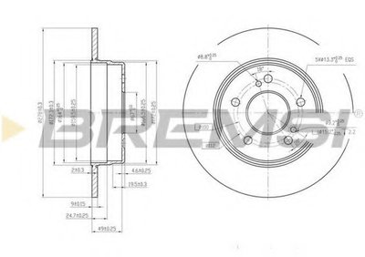 Тормозной диск зад. MB W202/W203/W210/SLK -11 (278x9)