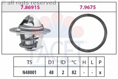 Термостат Ford Fiesta IV/Focus 1.4/1.6i 16V 97-12 (82 C) (jiggle-pin)