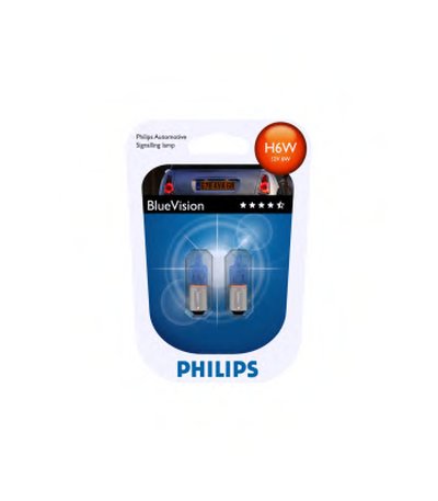 12036BVB2 (PHILIPS) H6W BlueVision ultra 12V 6W BAX9s, Blst. 2 pc.