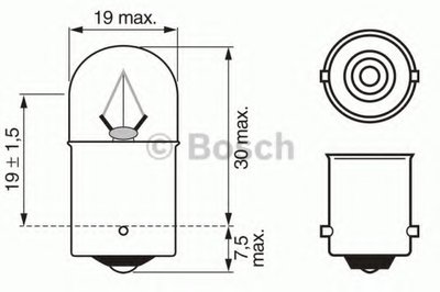 Лампа BOSCH 24V 5W R5W (BA15s)