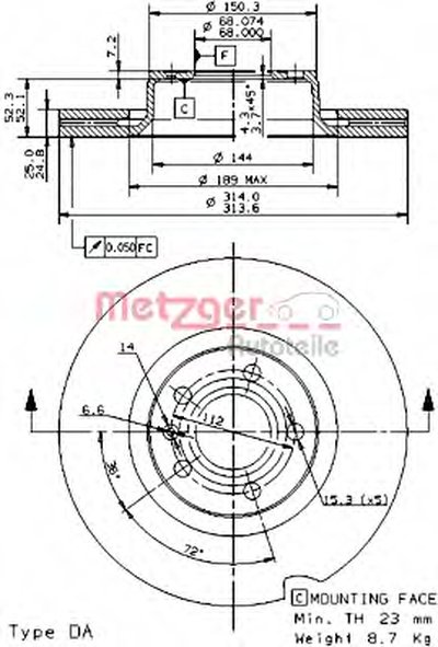 Тормозной диск HIGH CARBON / AP METZGER купить