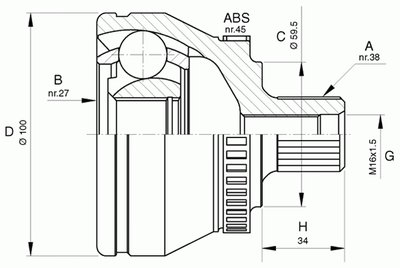 Шарнирный комплект, приводной вал SPIN OPEN PARTS купить